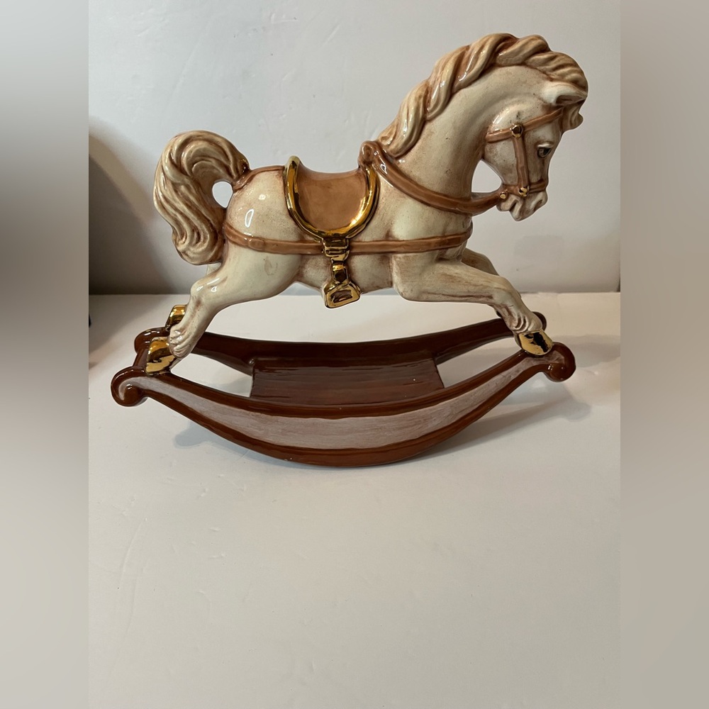 Painted Ceramic Rocking Horse Figurine - Picture 3 of 8